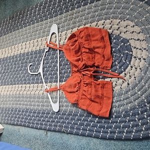 Burnt orange front tie crop top
